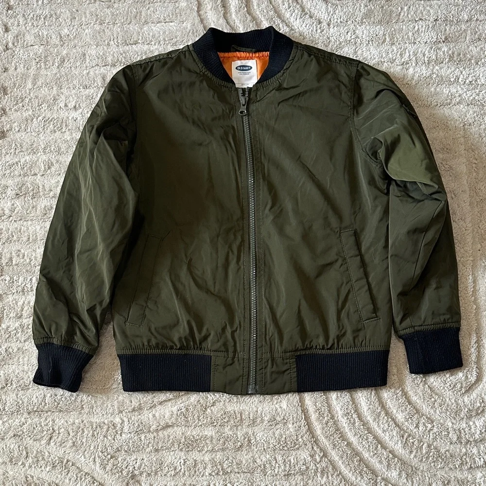 Old Navy Kids Olive Green Bomber Jacket Size M